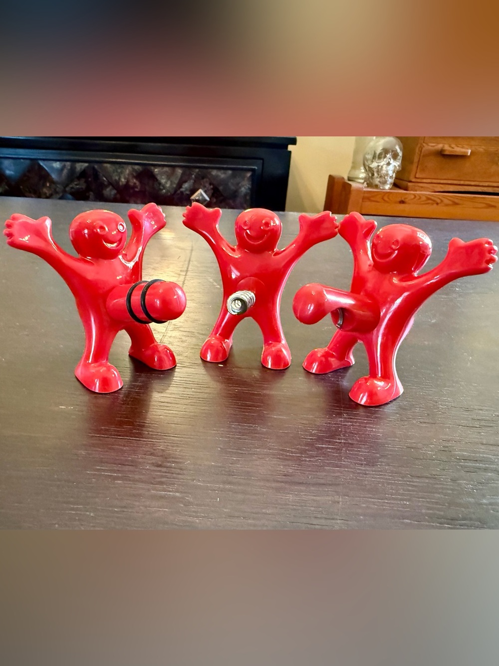 Keith Haring-inspired Red Whimsical Figures for Bottle Opener & Corkscrew set.